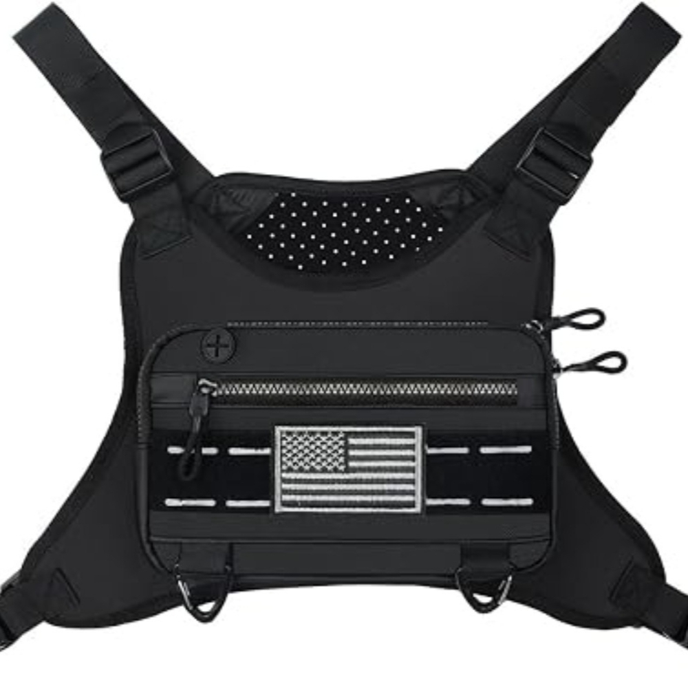 Reflective Vest Cycling - Chaleco táctico con bolsa frontal para